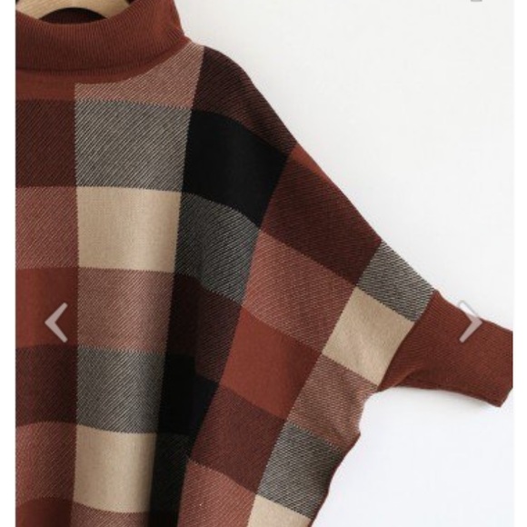 New chicwish plaid checked turtleneck poncho cape - Picture 6 of 6